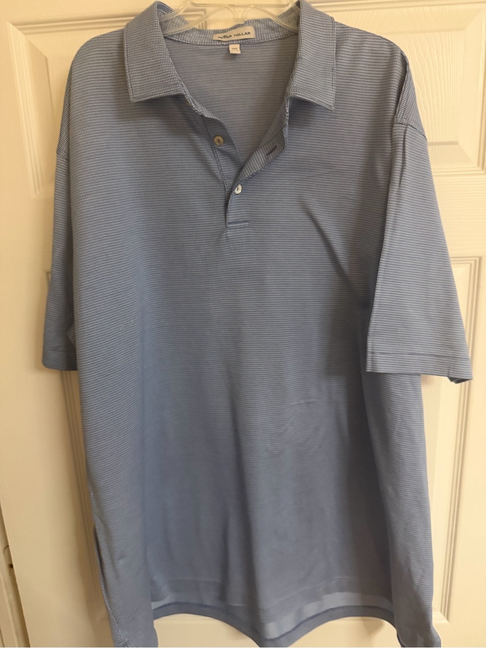 Peter Millar Men's Slate Blue Micro-Textured Polo - Picture 2 of 5